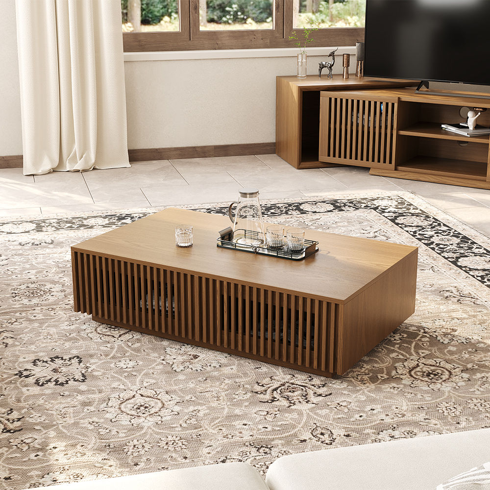 Fully Assemble Walnut Color MDF Coffee Tables