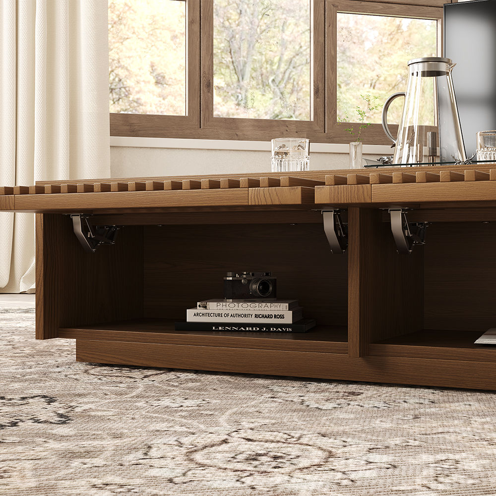 Square Walnut Color MDF Coffee Tables