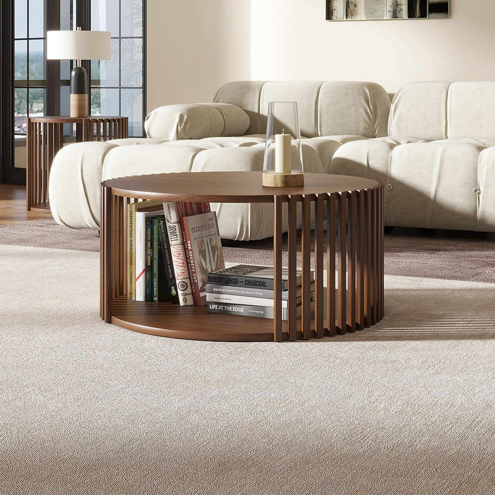Wood Walnut Color MDF Coffee Tables
