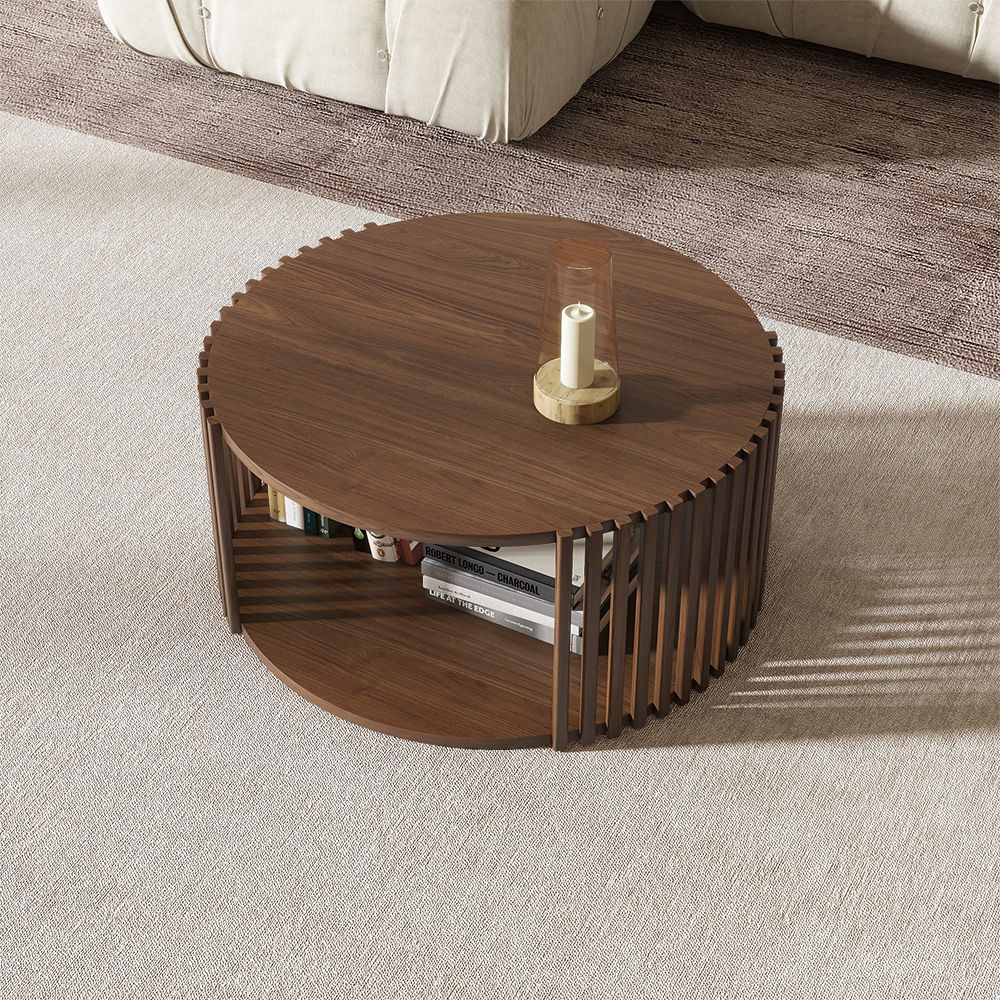 Mid Century Modern Walnut Color MDF Coffee Tables