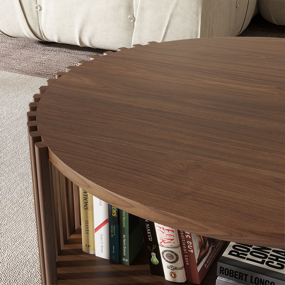 Mid Century Modern Walnut Color MDF Coffee Tables