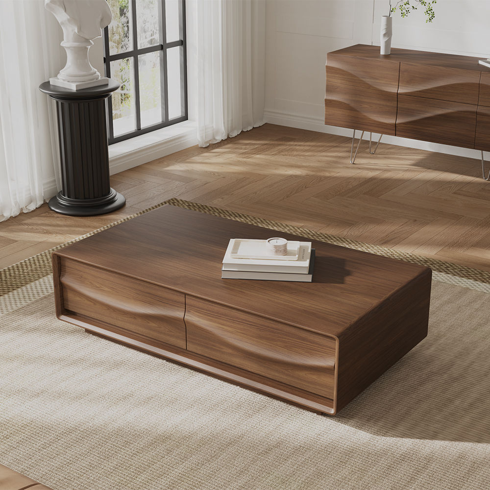 Mid Century Modern Walnut Color MDF Coffee Tables