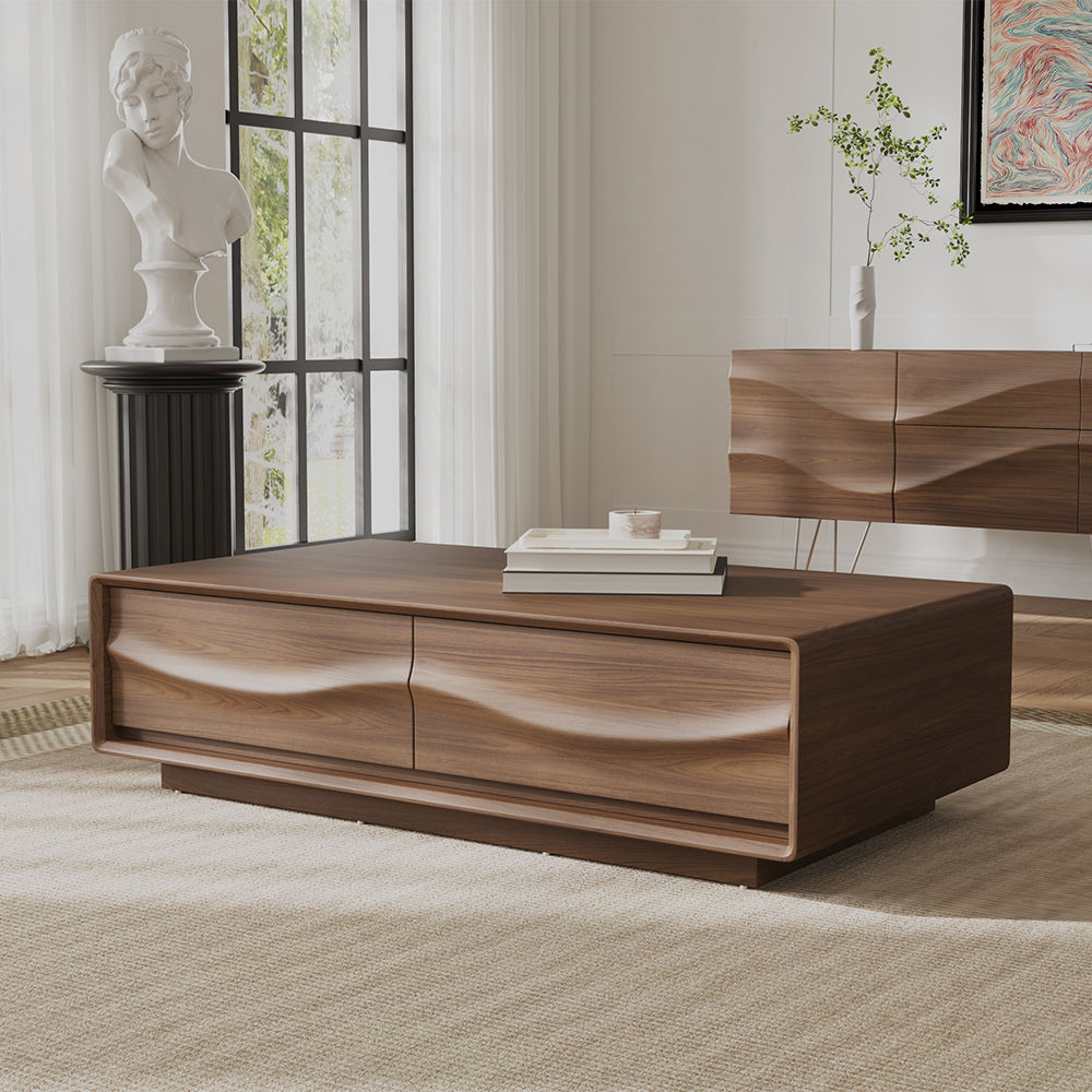 Fully Assemble Walnut Color MDF Coffee Tables