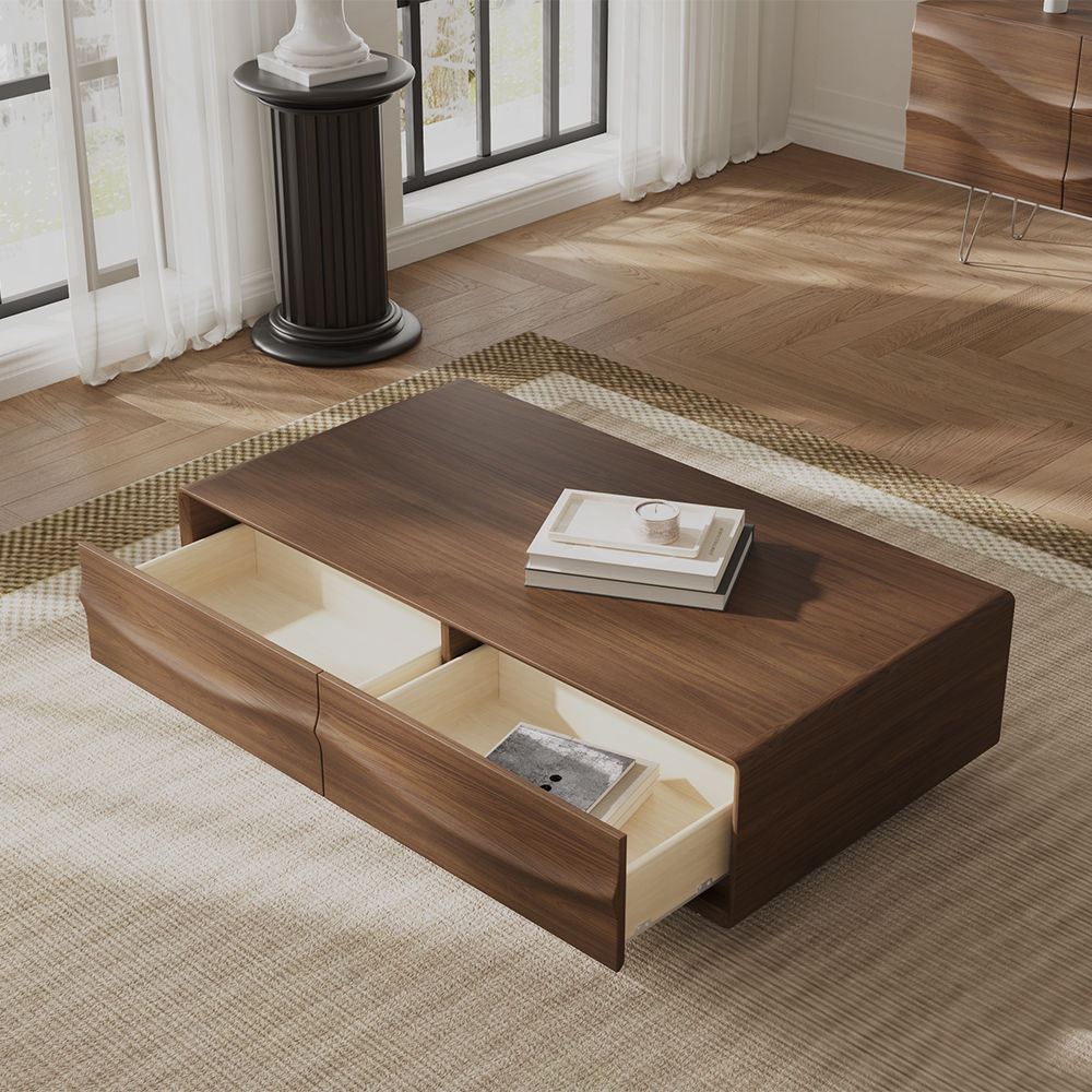 Mid Century Modern Walnut Color MDF Coffee Tables