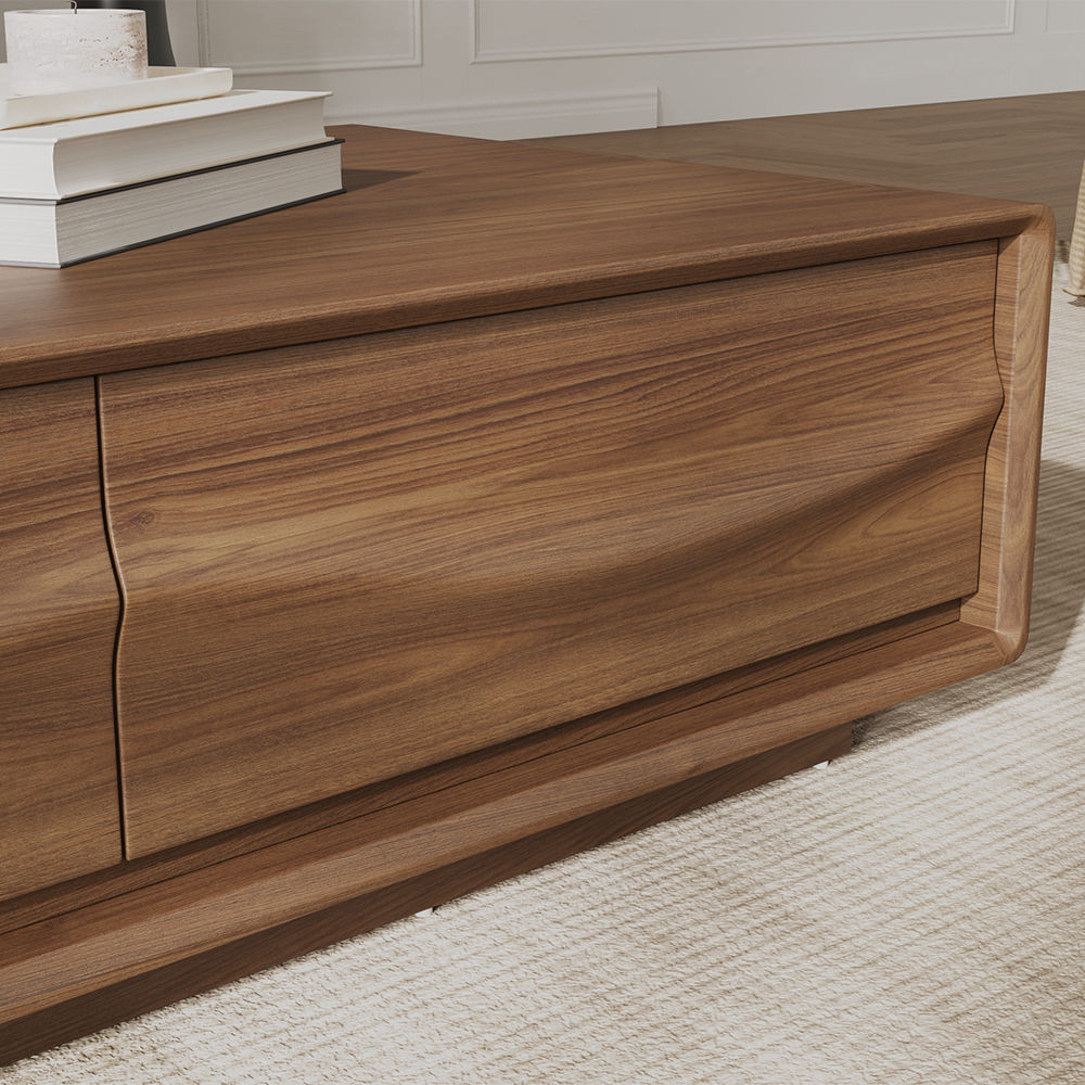 Mid Century Modern Walnut Color MDF Coffee Tables