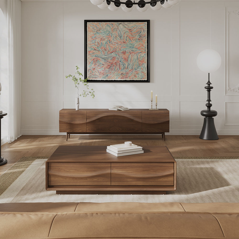 Fully Assemble Walnut Color MDF Coffee Tables