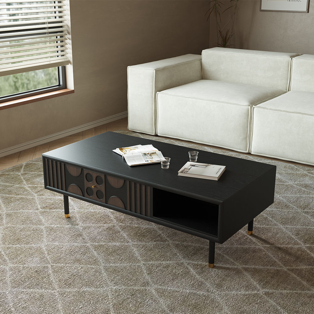 Rectangular Smoky Gray MDF Coffee Tables
