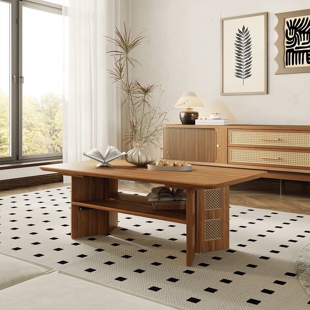 with Storage Walnut Color MDF Coffee Tables
