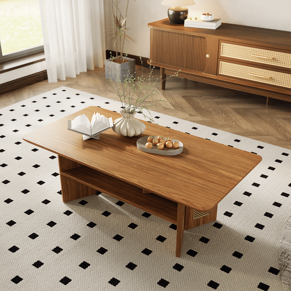 Mid Century Modern Walnut Color MDF Coffee Tables