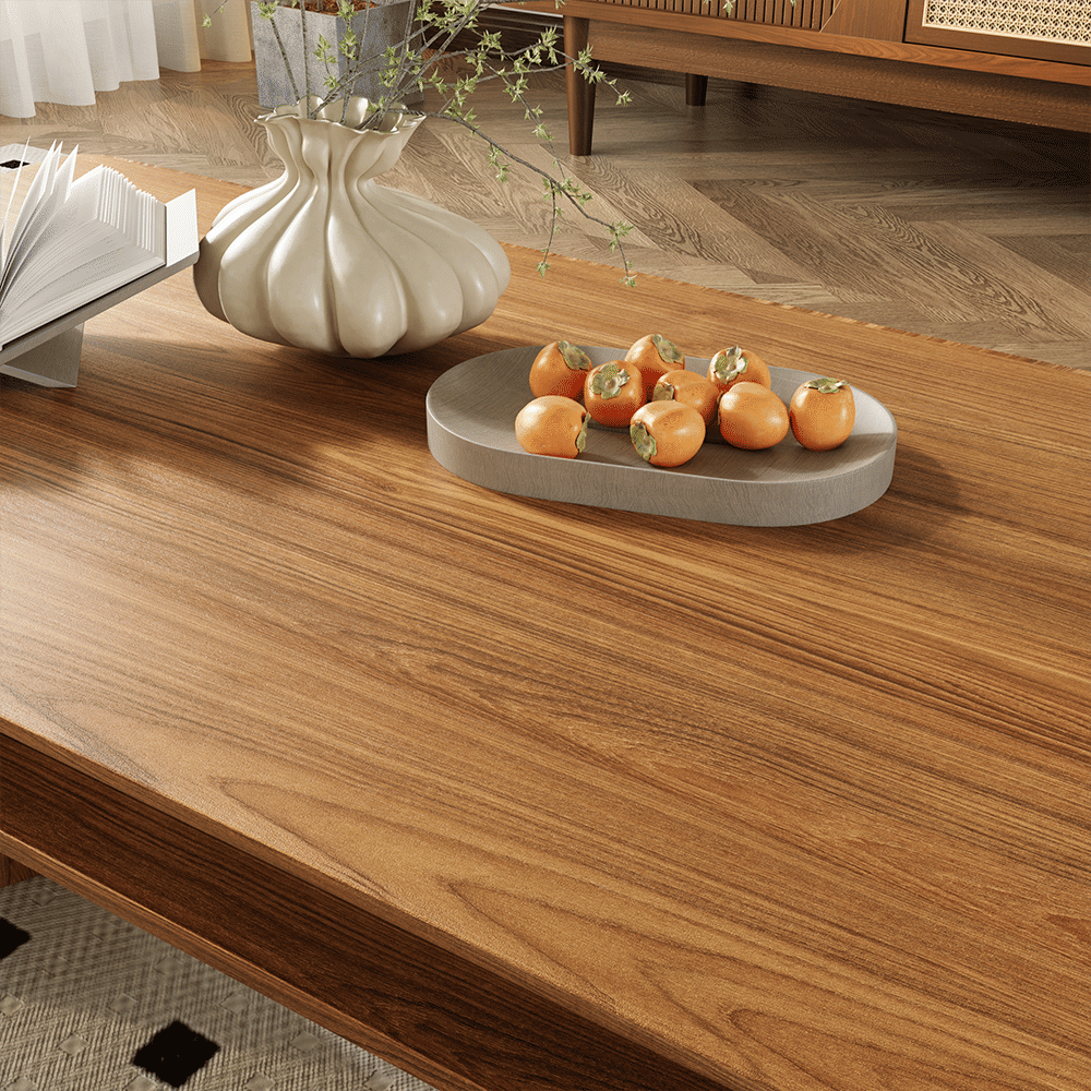 with Cabinets Walnut Color MDF Coffee Tables