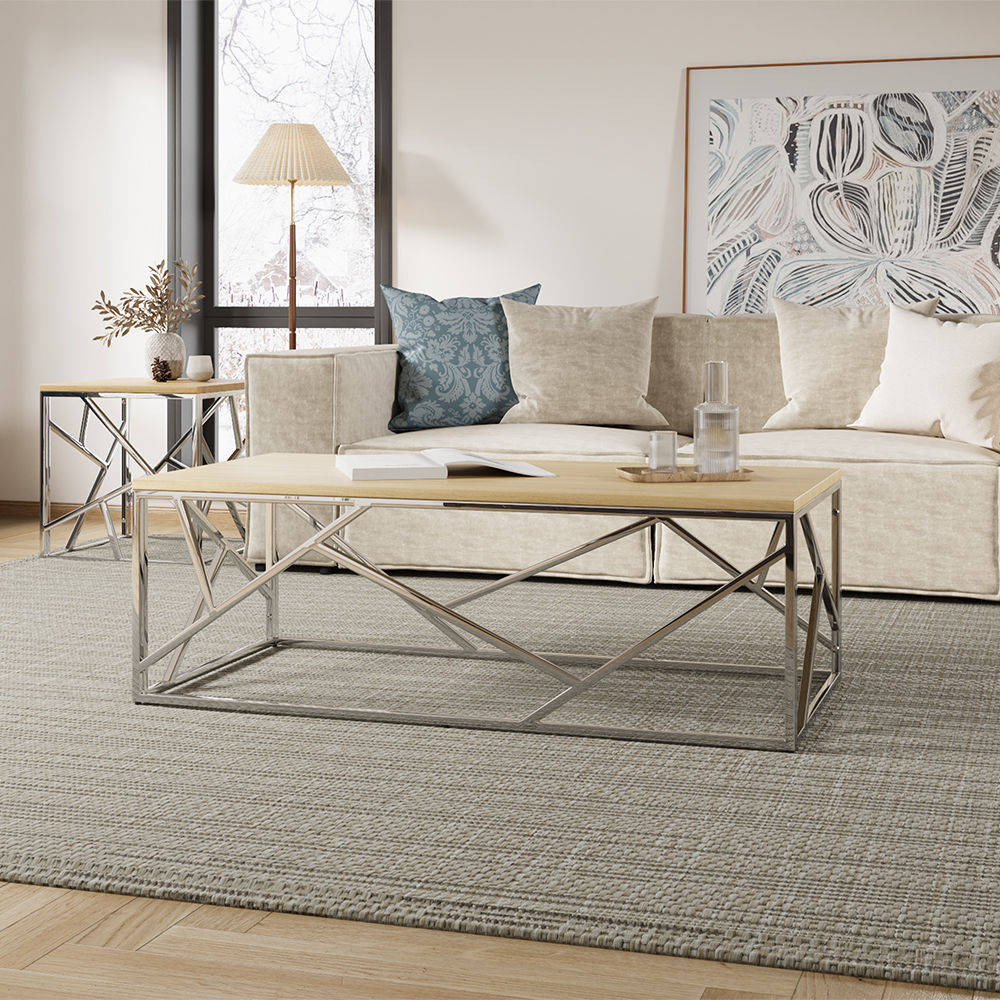 Metal Base Wood color MDF Coffee Tables