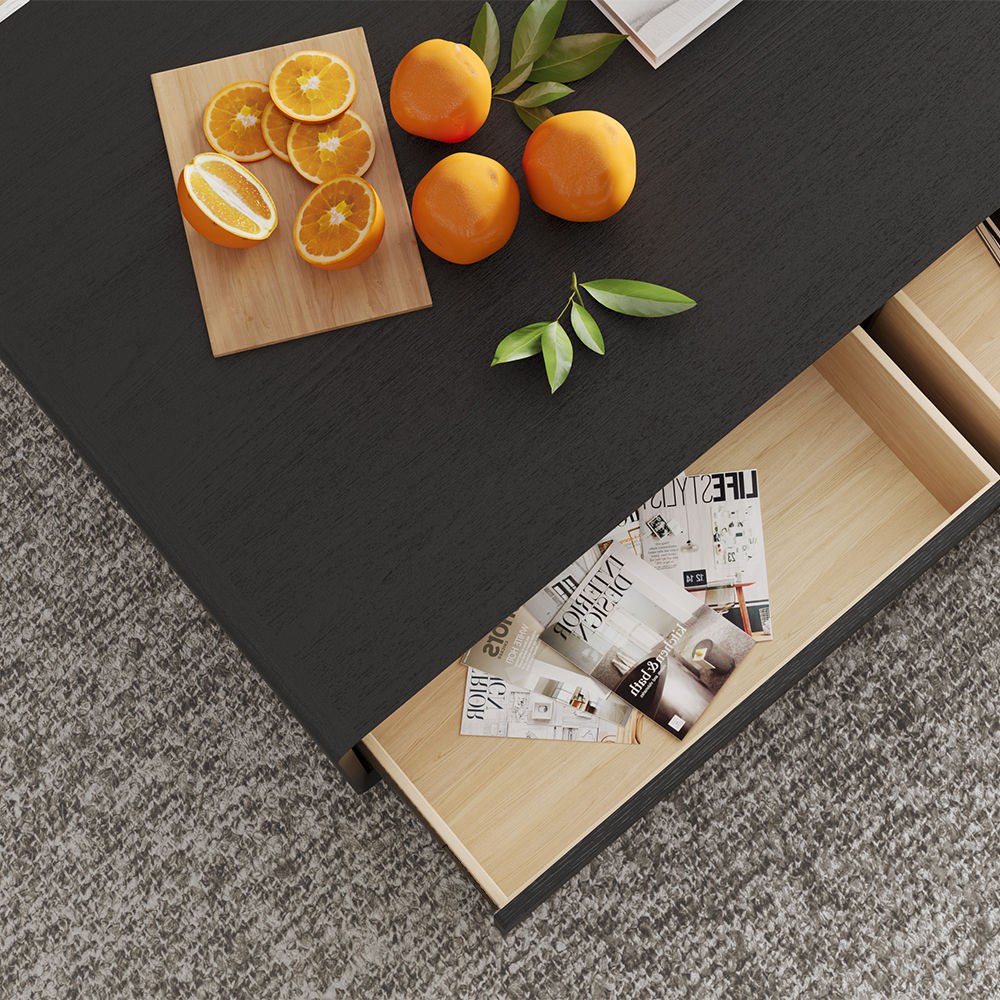 with Drawers Black MDF Coffee Tables