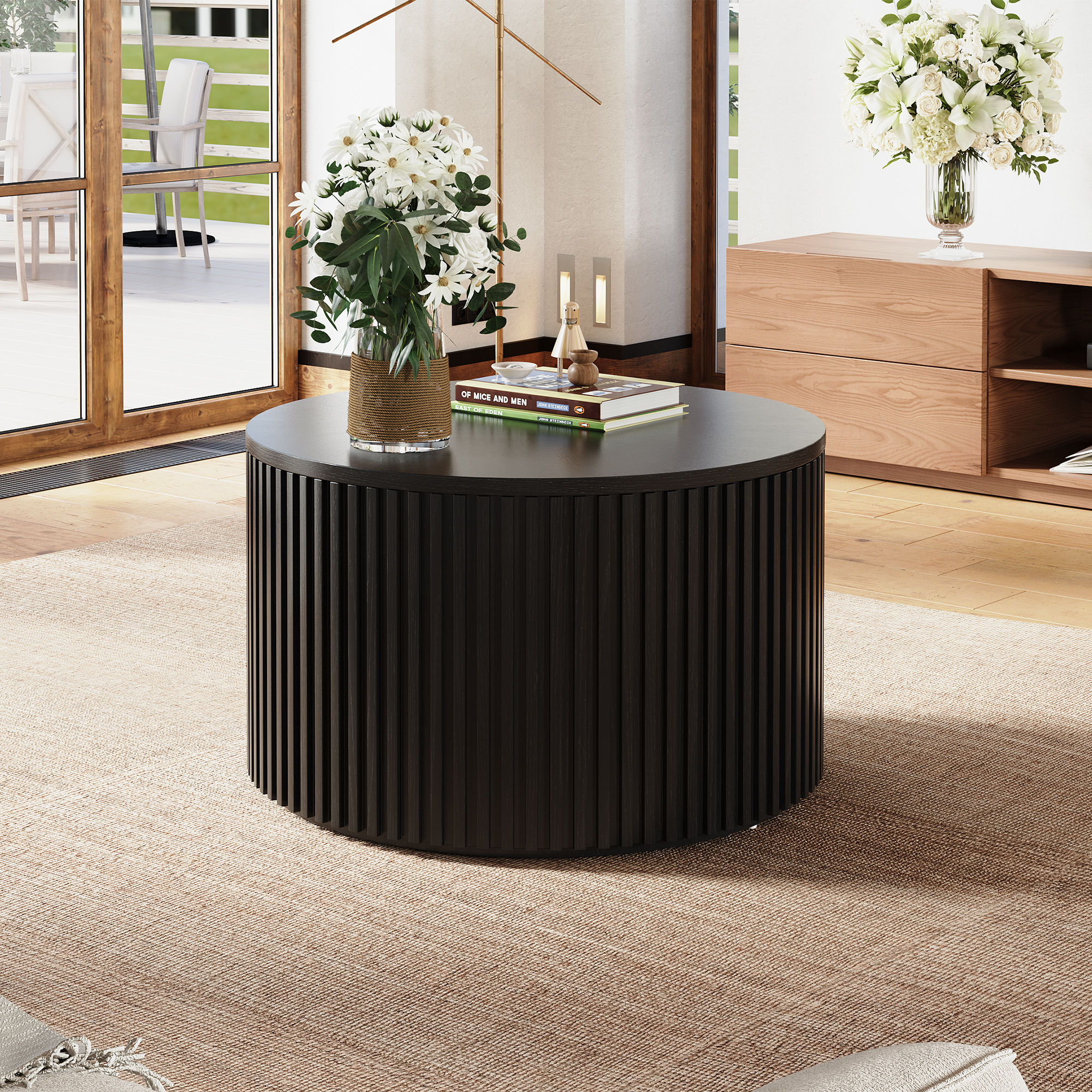 Round Black Plywood Coffee Tables