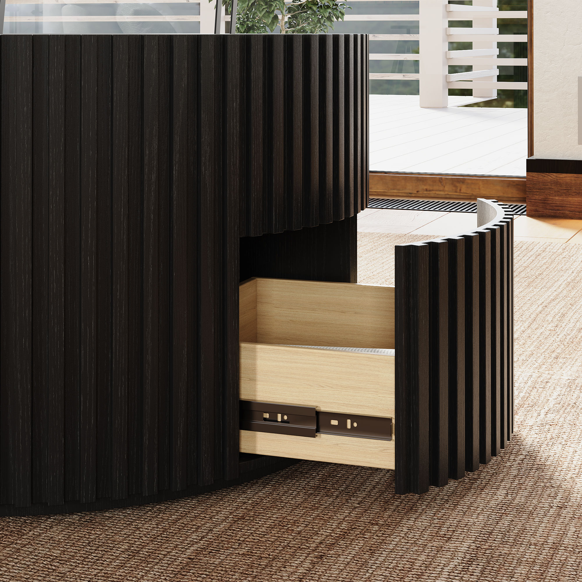 Round Black Plywood Coffee Tables