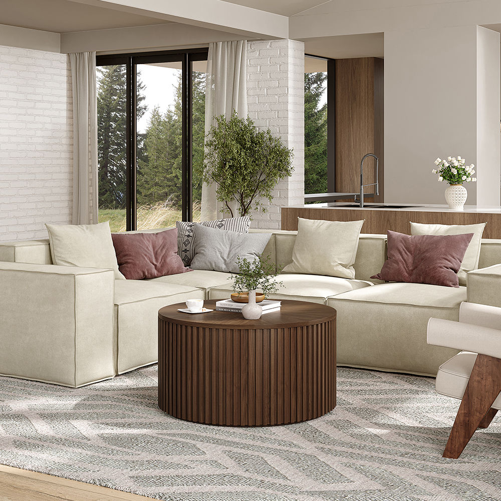 Fully Assemble Walnut Color Plywood Coffee Tables
