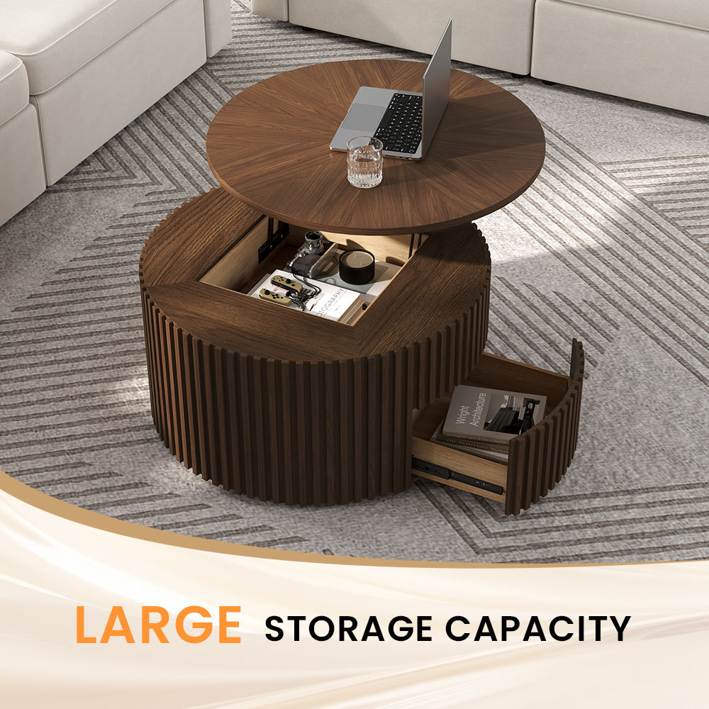with Storage Walnut Color Plywood Coffee Tables