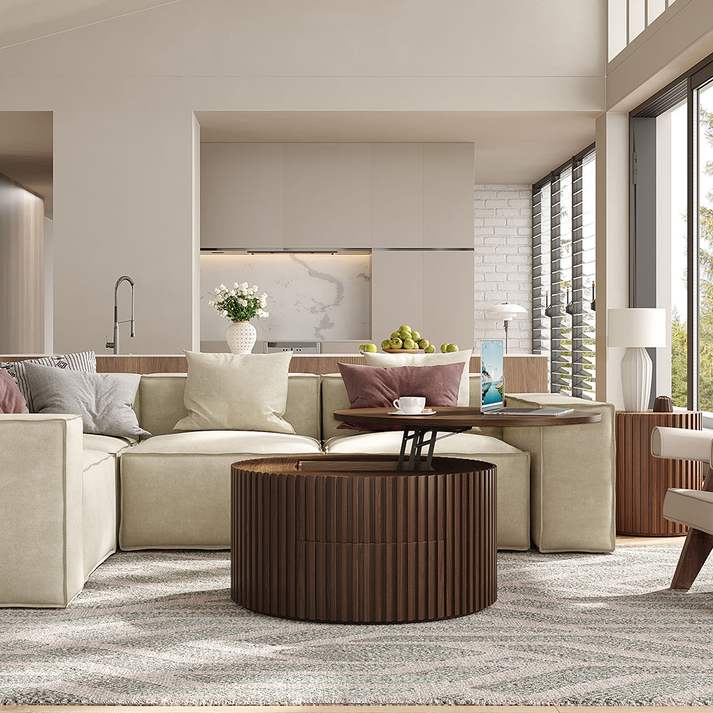 Fully Assemble Walnut Color Plywood Coffee Tables