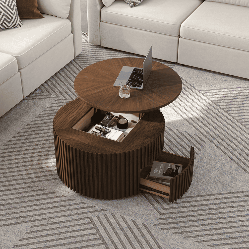 Fully Assemble Walnut Color Plywood Coffee Tables