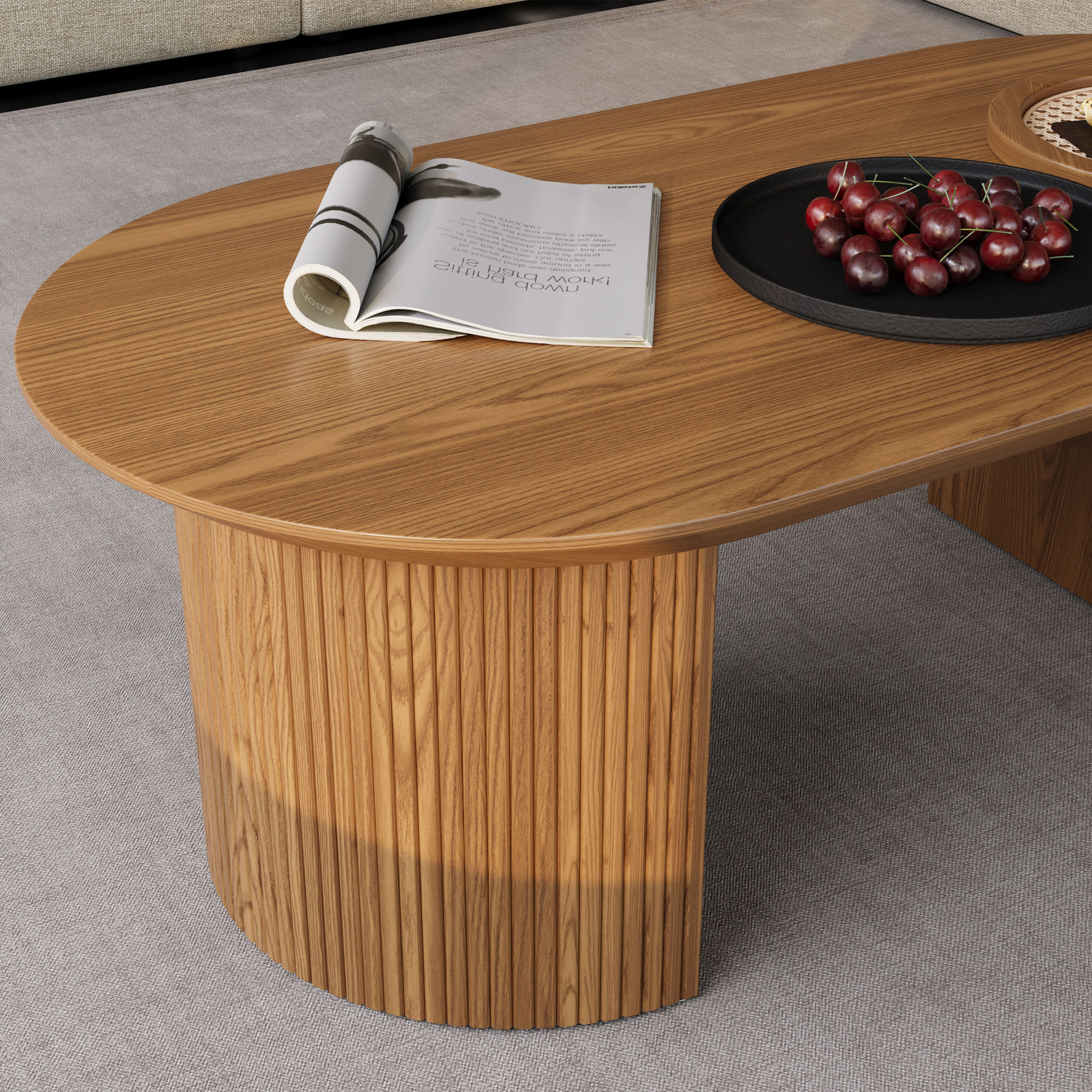 Mid Century Modern Walnut Color MDF Coffee Tables