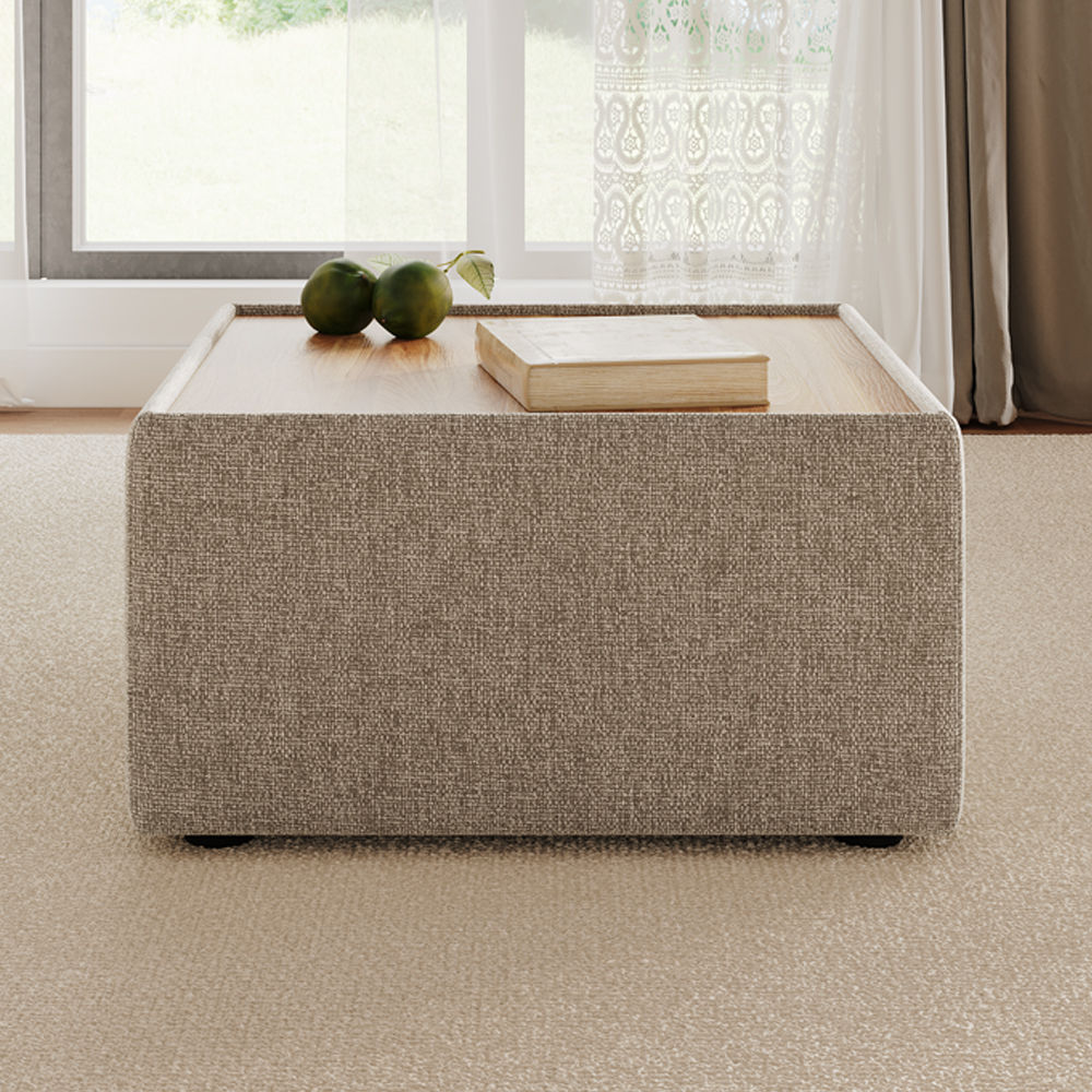 Fully Assemble Beige Chenille Coffee Tables