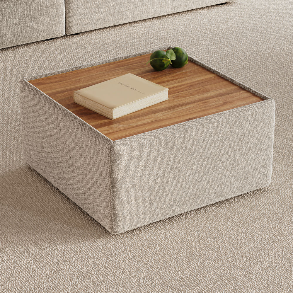 Modern Minimalist Beige Chenille Coffee Tables
