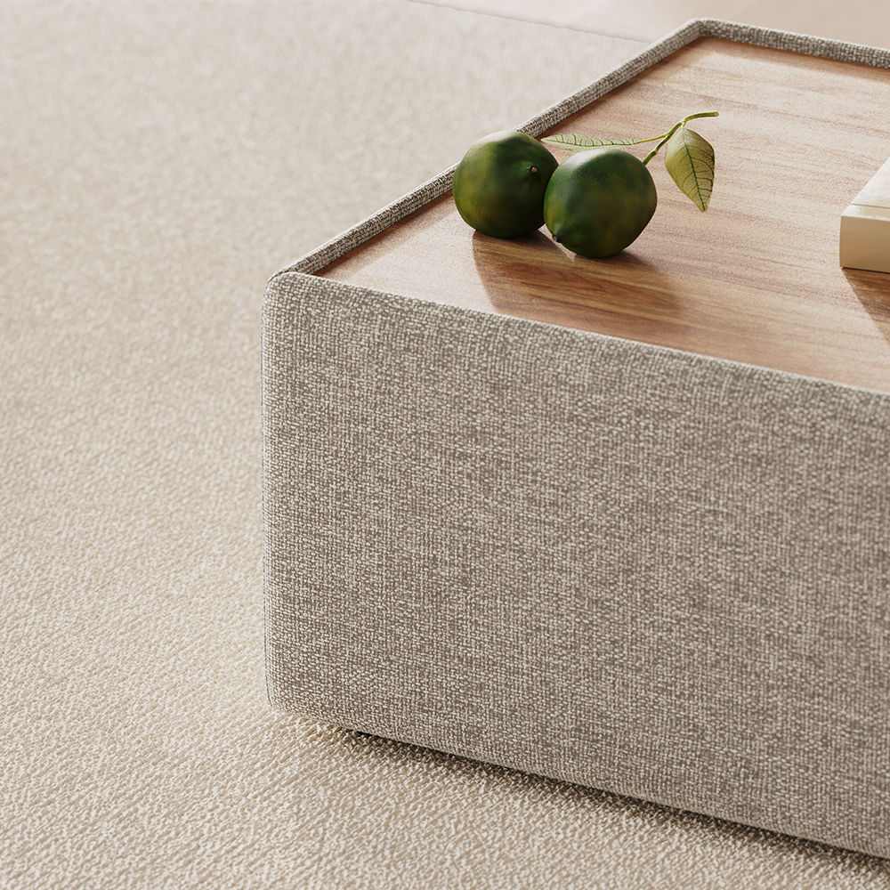 Square Beige Chenille Coffee Tables