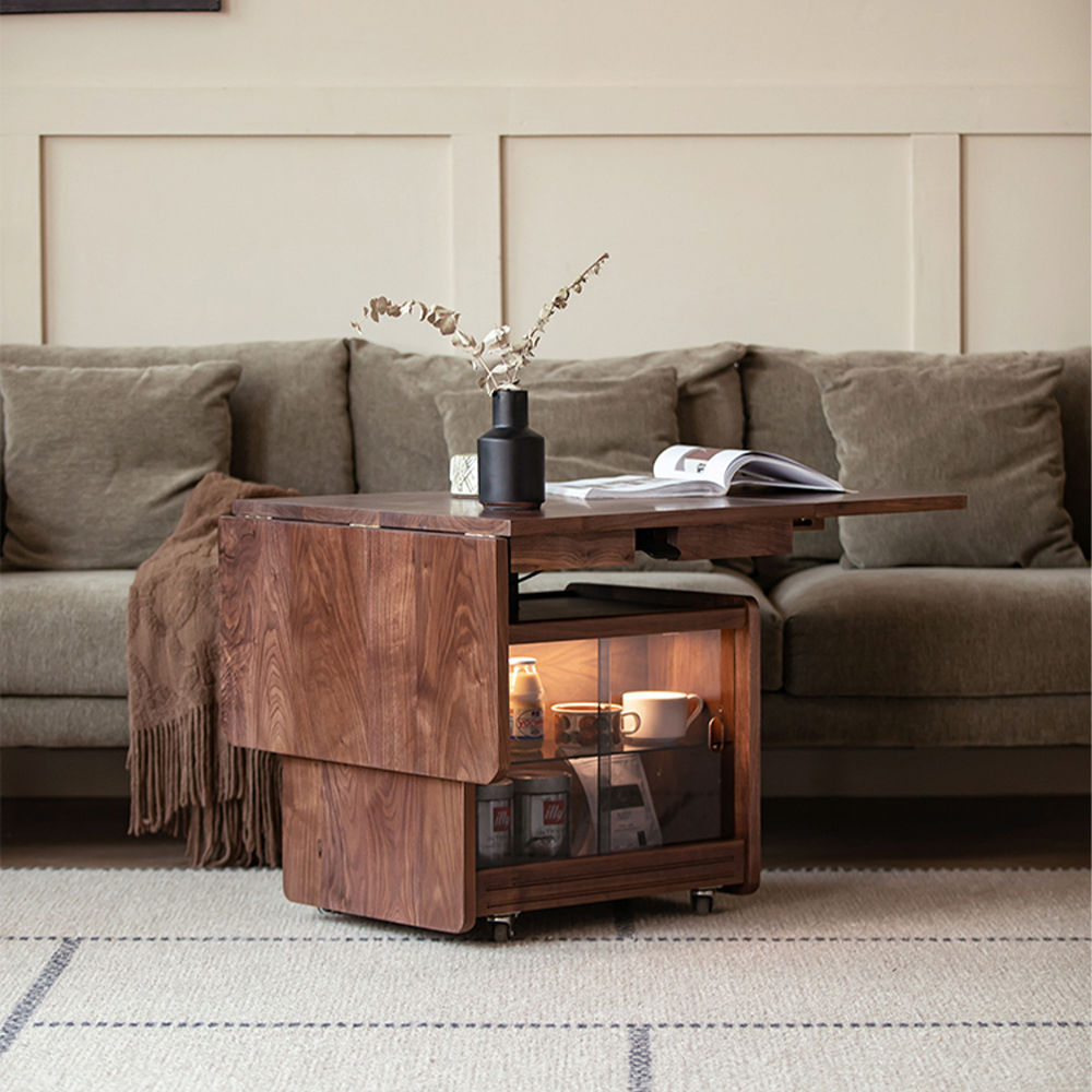 with Storage Walnut Color Plywood Coffee Tables
