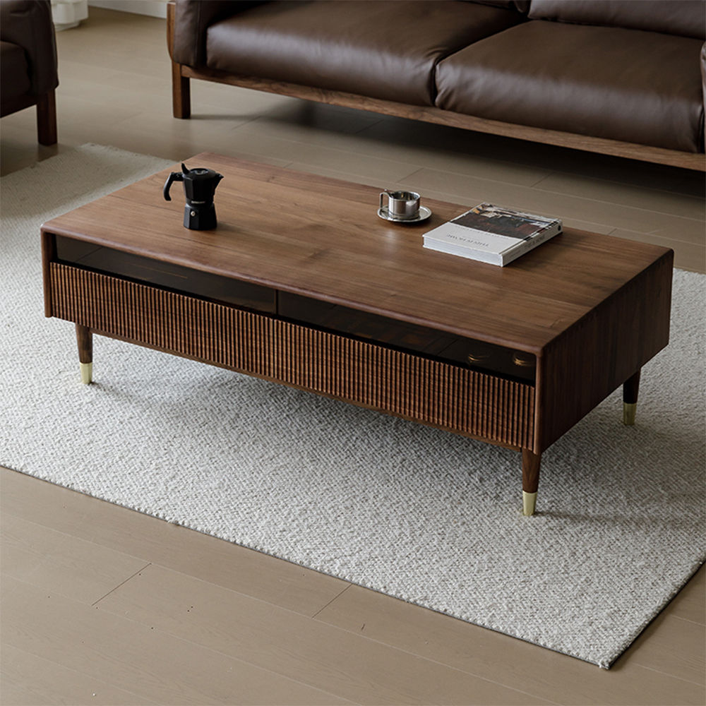 Partly Assemble Walnut Color MDF Coffee Tables