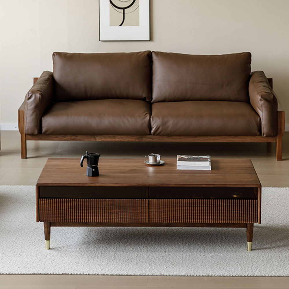 with Storage Walnut Color MDF Coffee Tables