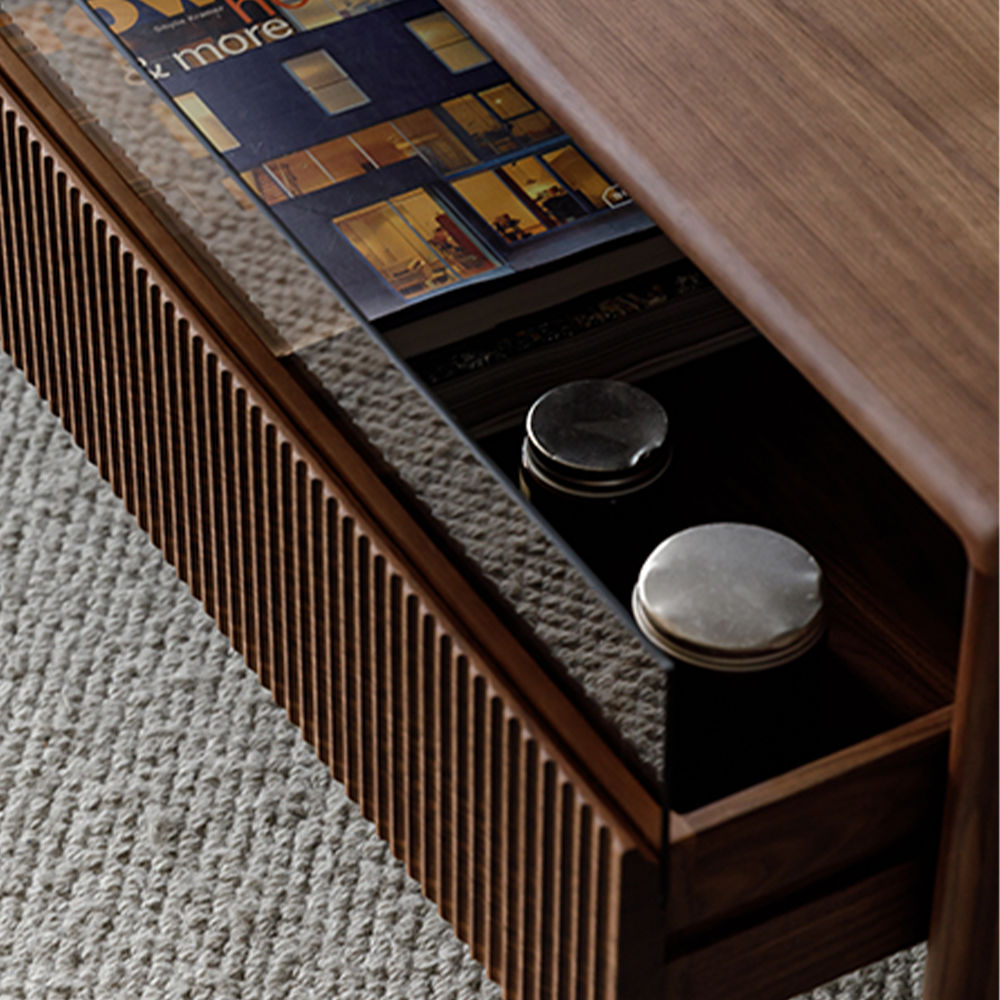 with Storage Walnut Color MDF Coffee Tables