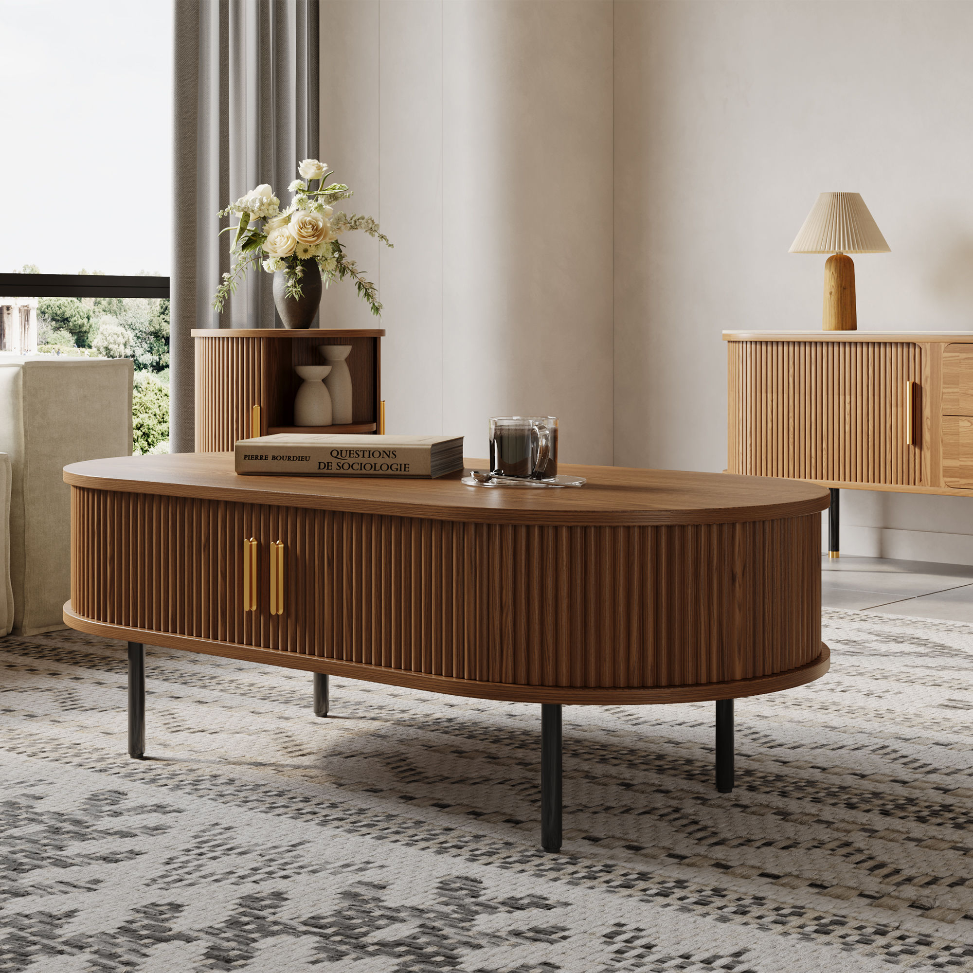 Mid Century Modern Walnut Color Plywood Coffee Tables
