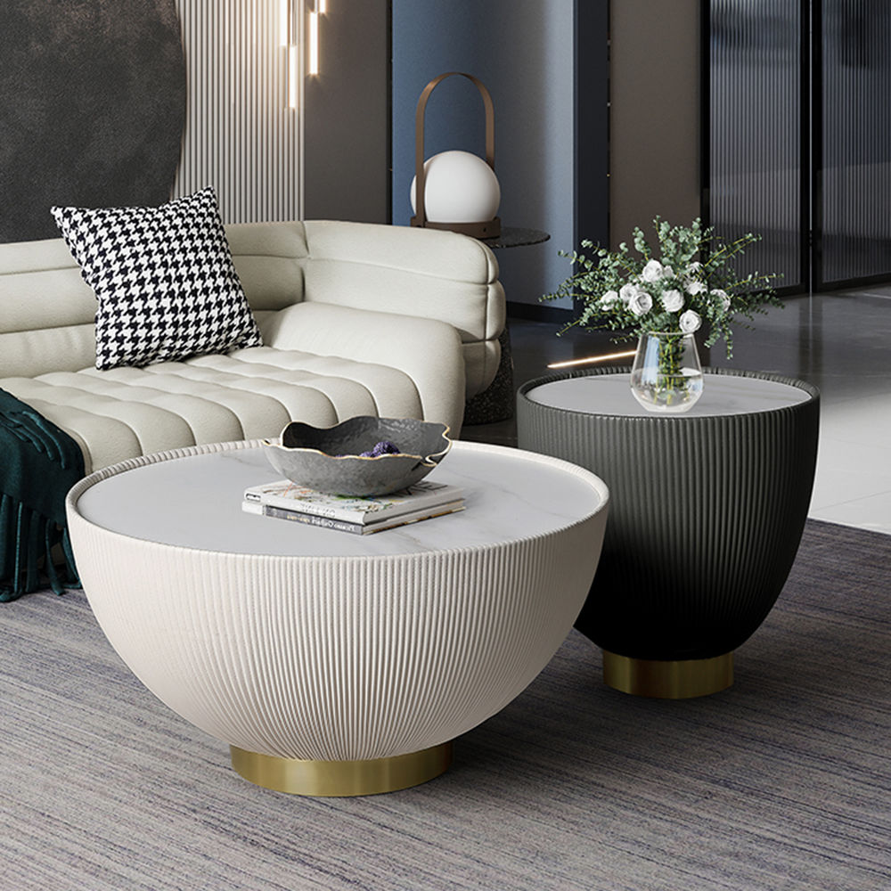 Drum Beige Sintered Stone Coffee Tables