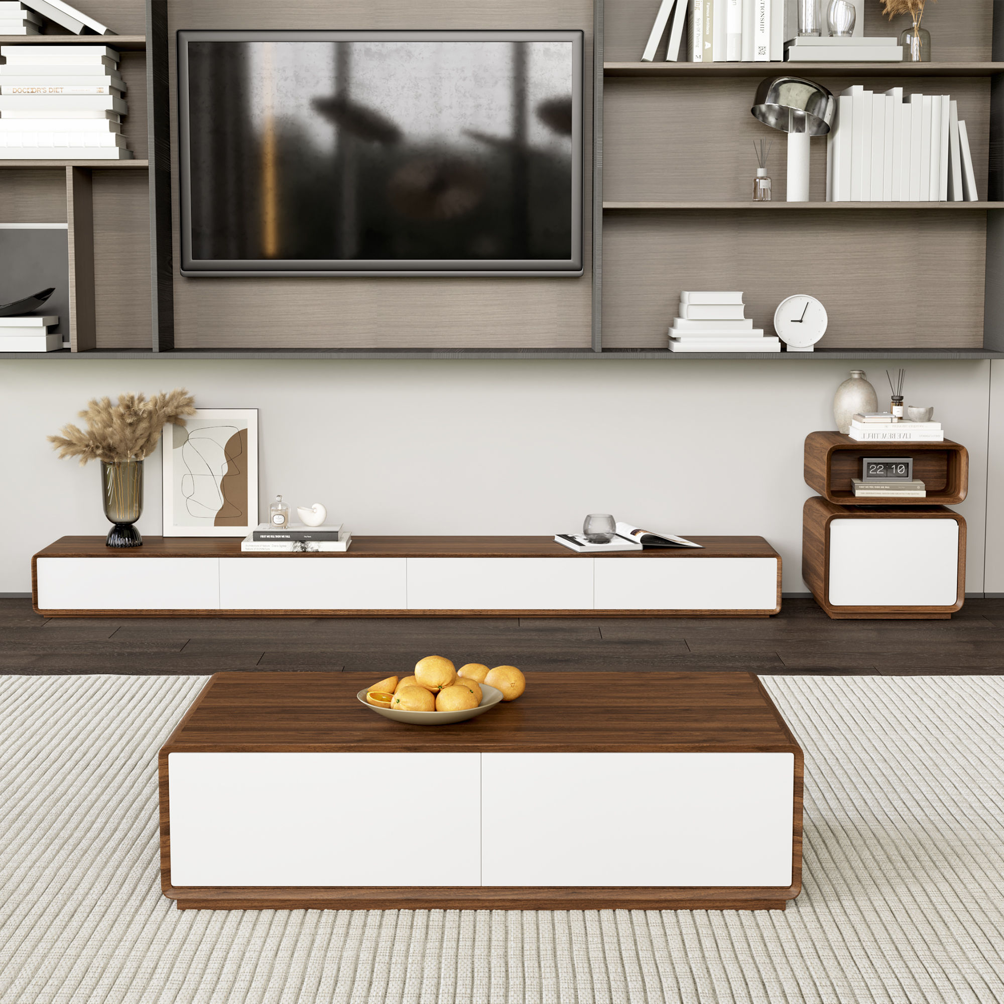 with Storage Walnut & White MDF Coffee Tables