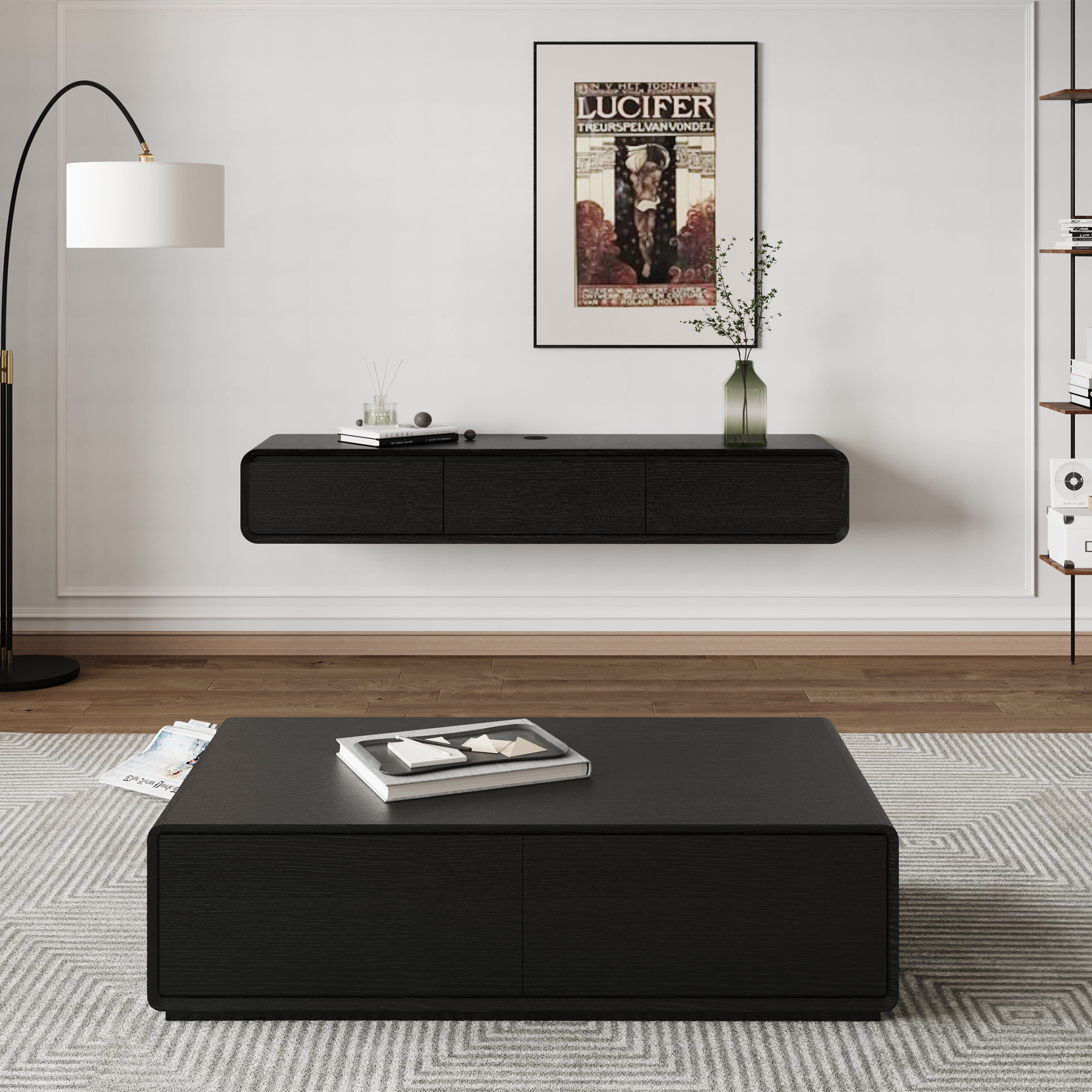 Walnut Black MDF Coffee Tables