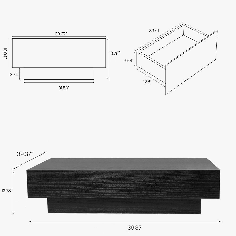 with Drawers Black MDF Coffee Tables