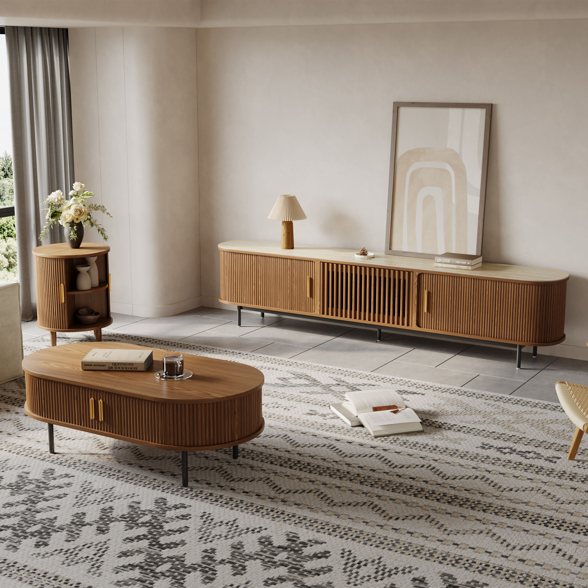 with Storage Walnut Color Plywood Coffee Tables