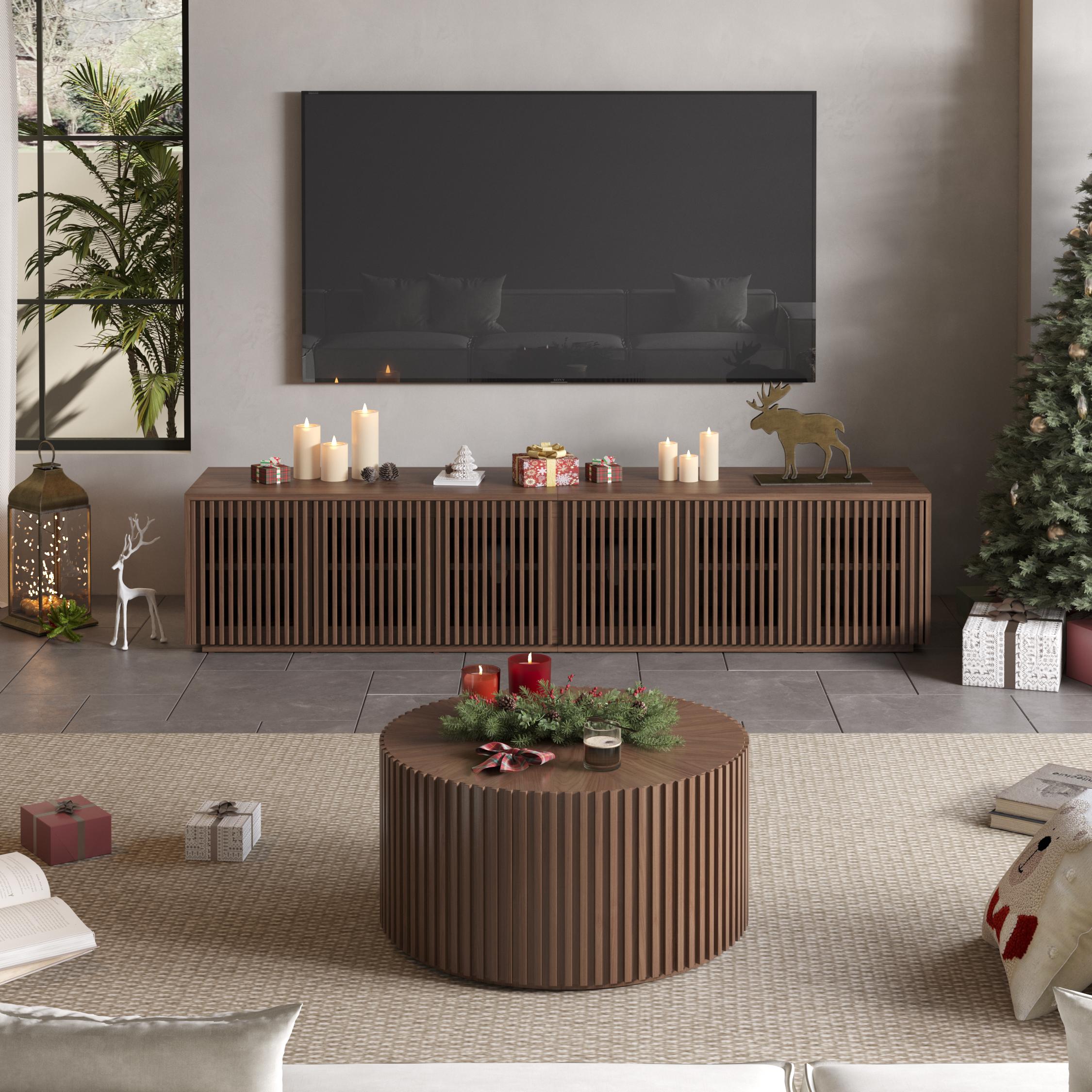 Modern Minimalist Walnut Color MDF Coffee Tables