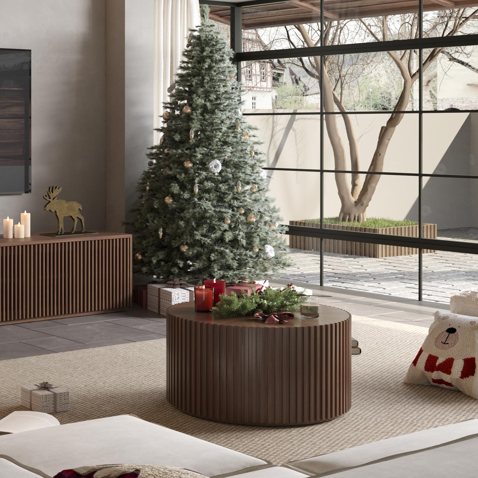 Modern Minimalist Walnut Color MDF Coffee Tables