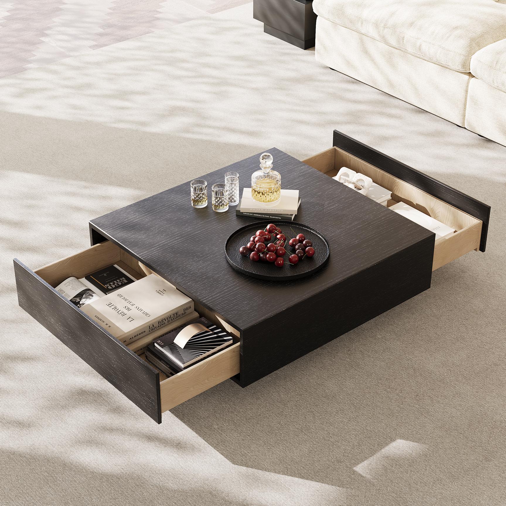 Square Black MDF Coffee Tables