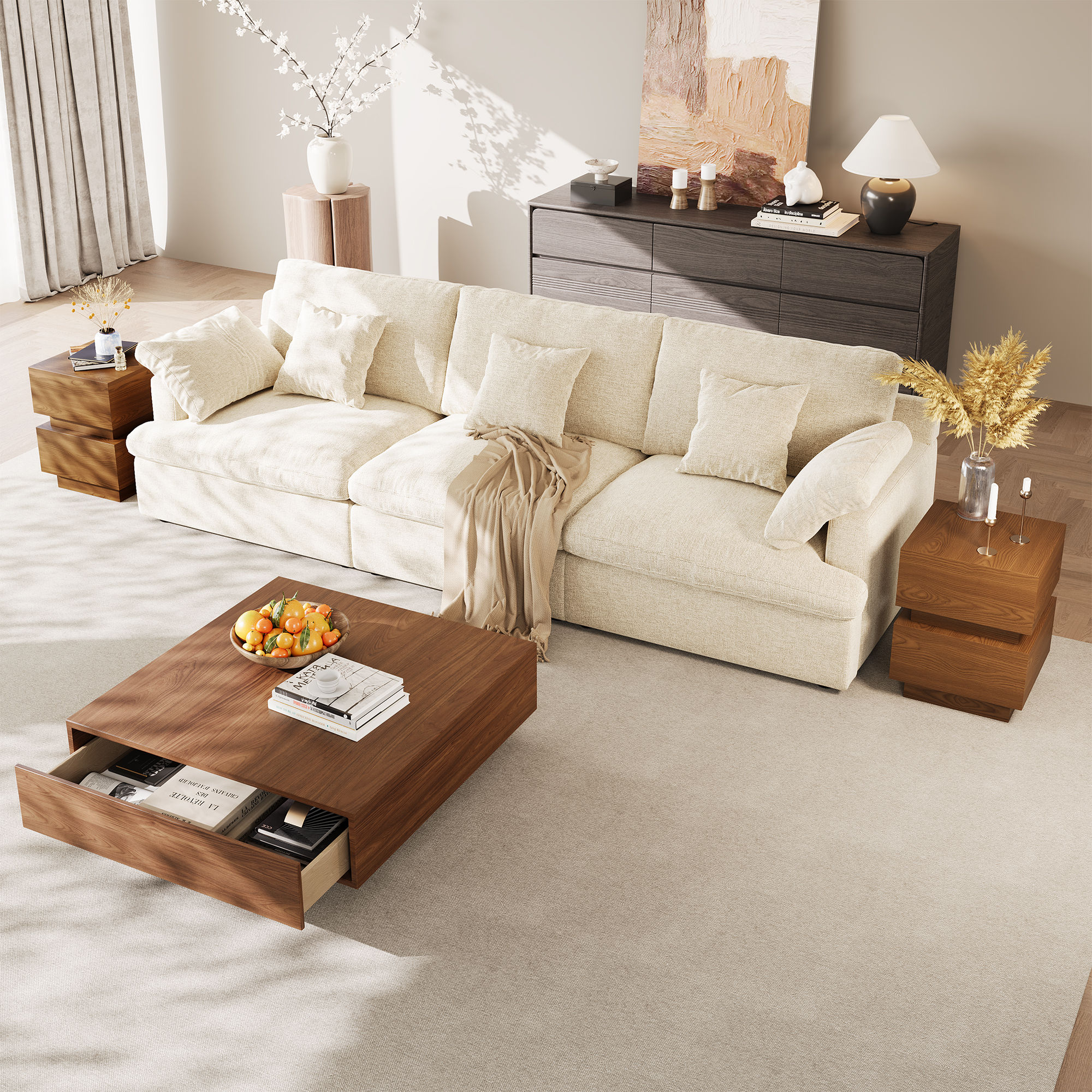 Walnut Brown MDF Coffee Tables