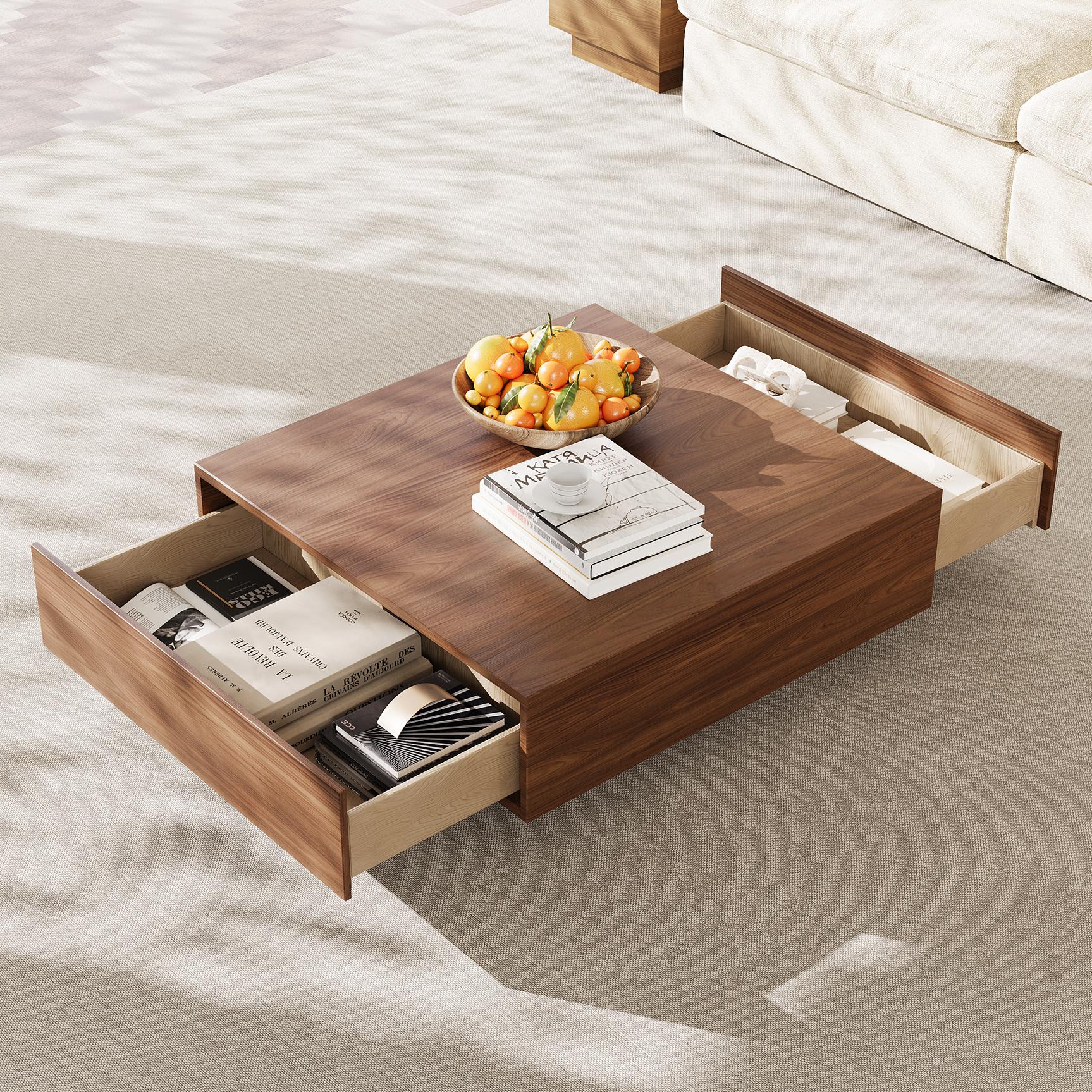 Mid Century Modern Brown MDF Coffee Tables