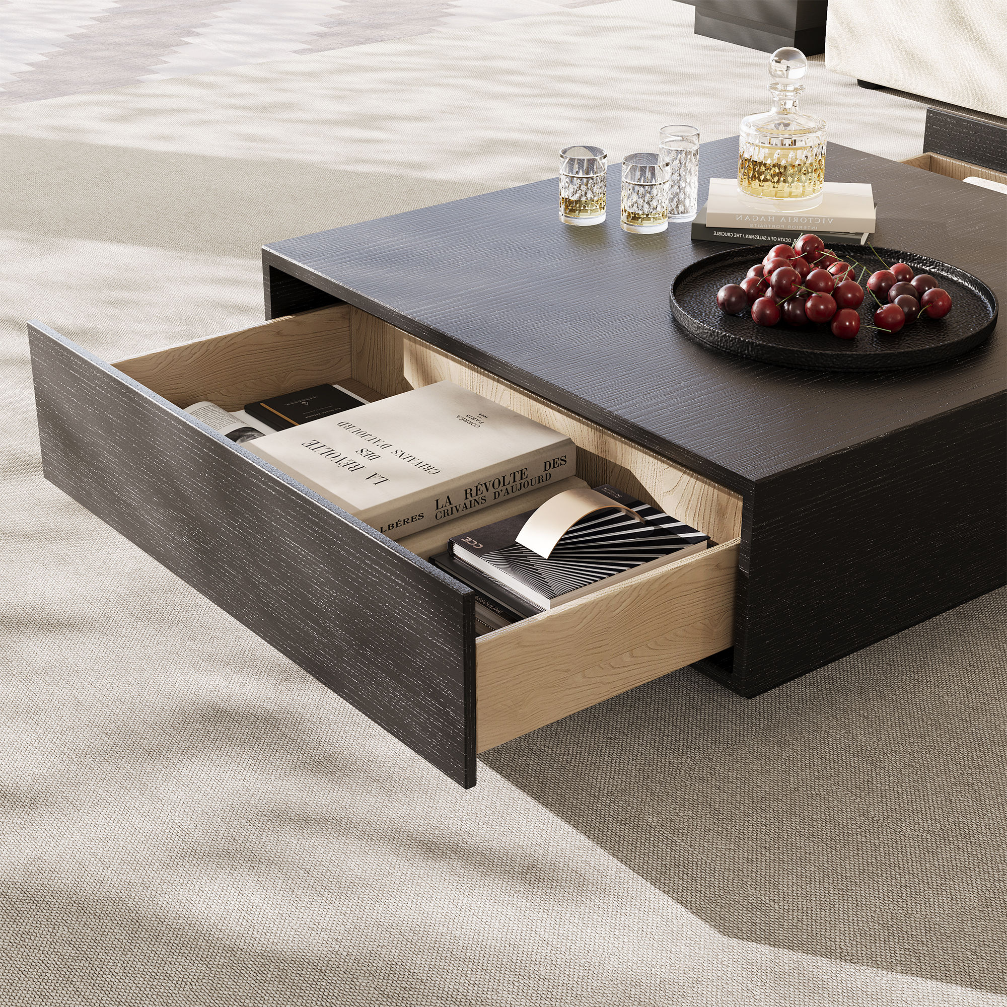 Mid Century Modern Black MDF Coffee Tables