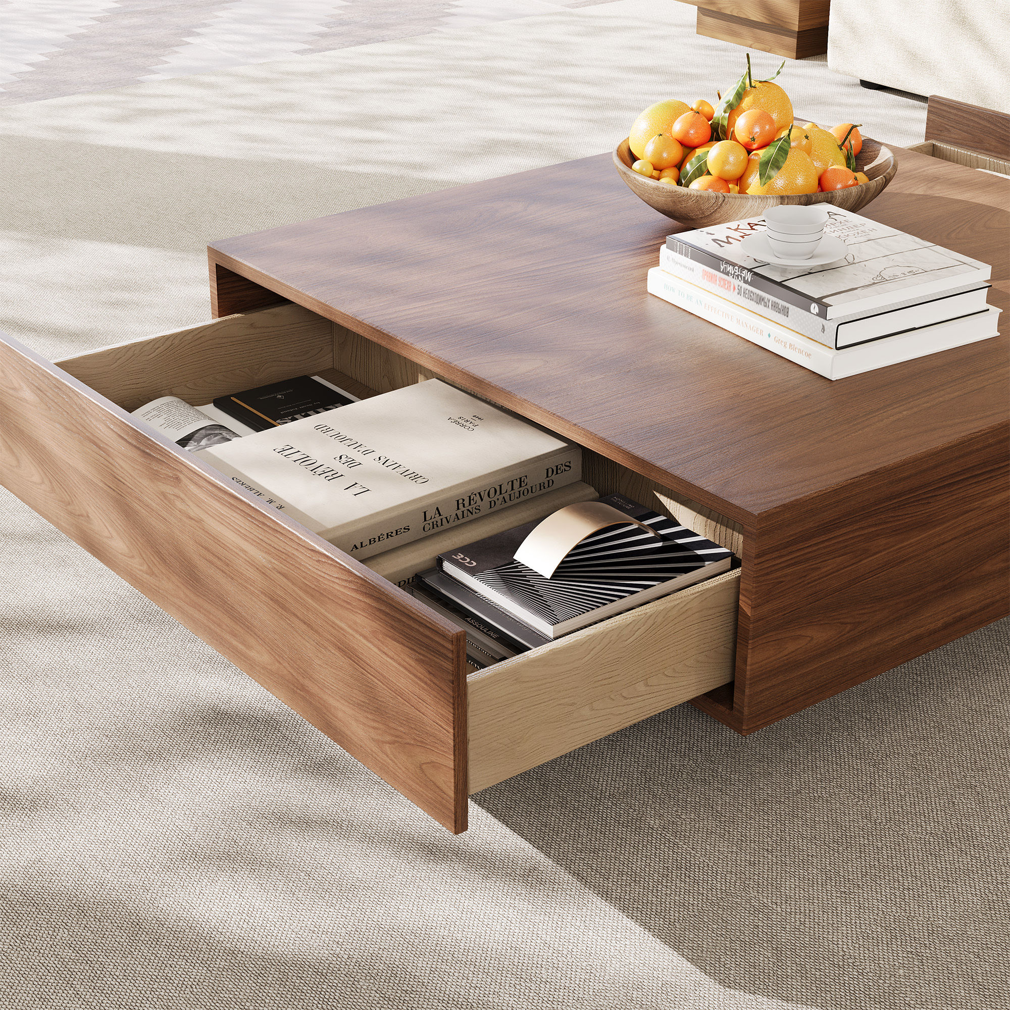 Walnut Brown MDF Coffee Tables
