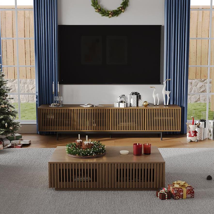 with Storage Walnut Color MDF Coffee Tables