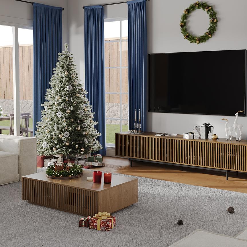 Fully Assemble Walnut Color MDF Coffee Tables