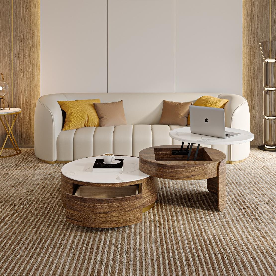 Nesting Brown MDF Coffee Tables