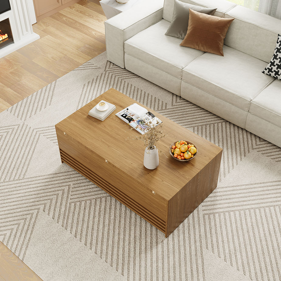 with Storage Walnut Color MDF Coffee Tables