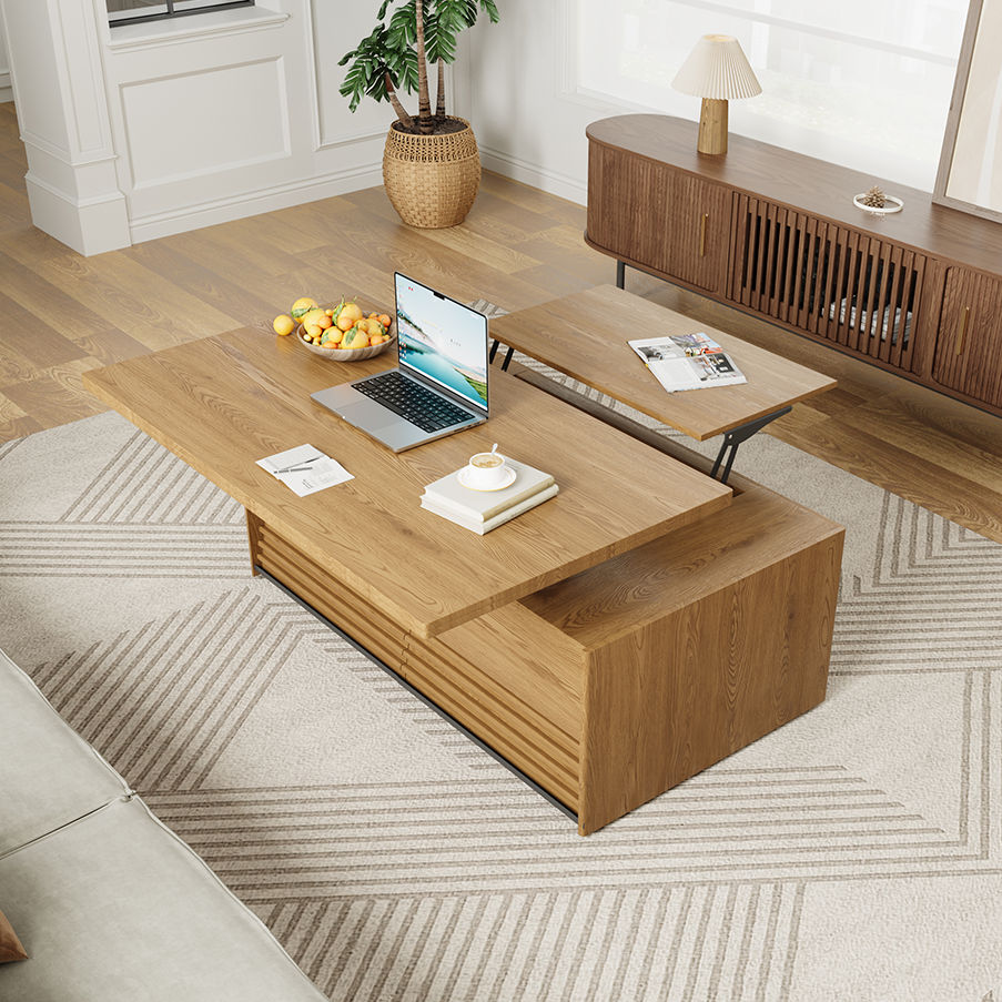 with Storage Walnut Color MDF Coffee Tables