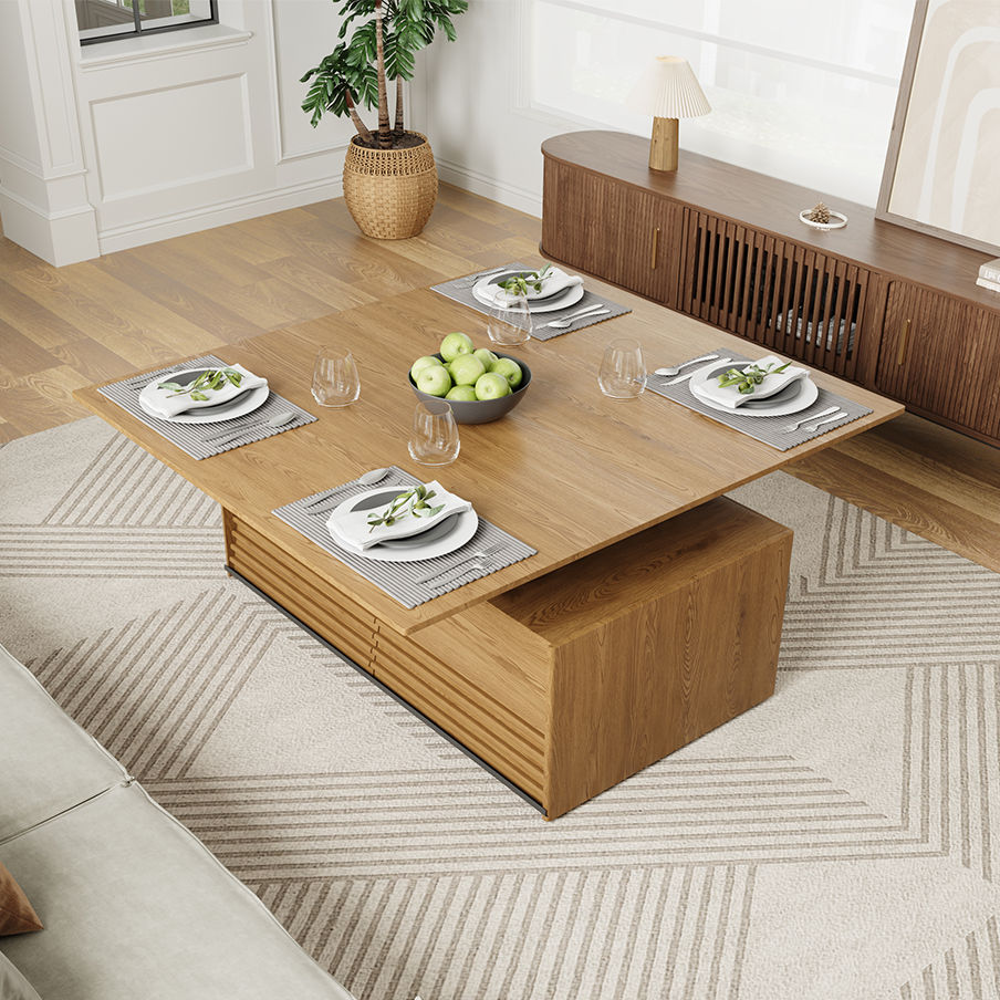 Rectangular Walnut Color MDF Coffee Tables