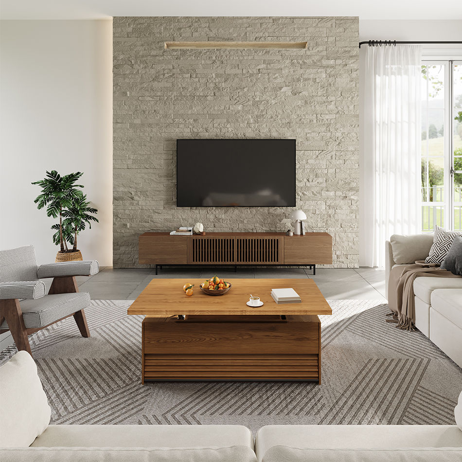 Rectangular Walnut Color MDF Coffee Tables